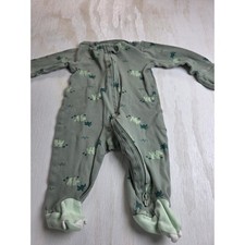 Carters Baby Boy Triceratops Dinosaur Footed Sleeper Pajamas Sage Green 3M Zip