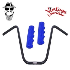Original Lowrider 13" 22.2 D Handlebar Black 212 120mm Grips Solid/Blue