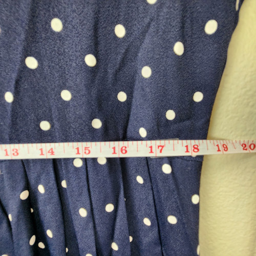 VTG Jessica Howard Navy Blue Polka Dot Maxi Dress Pleated Short Sleeve Sz.10 - Picture 19 of 20