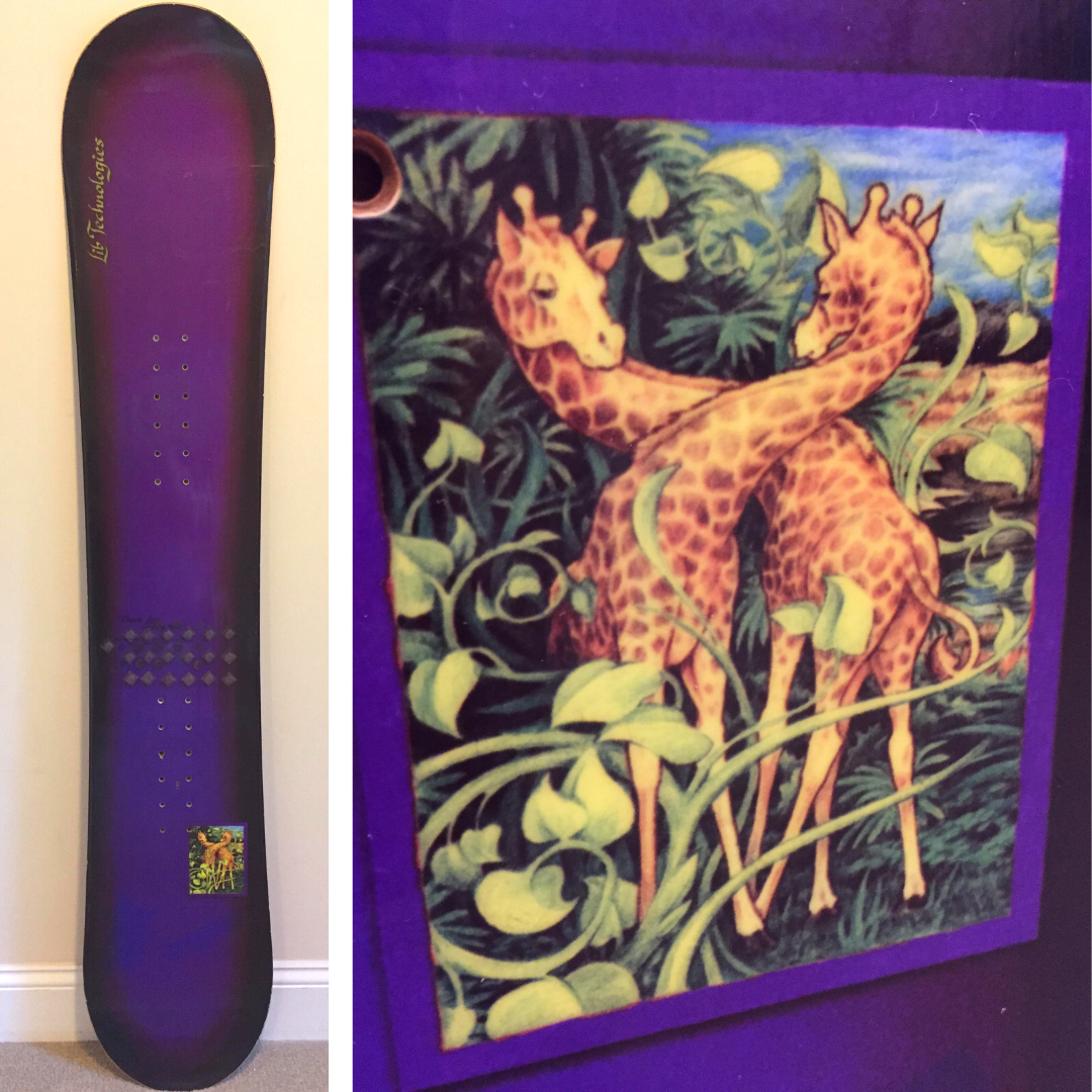 Lib Tech DAVE LEE 153cm Purple Safari Giraffes Snowboard Collector Vintage  | eBay