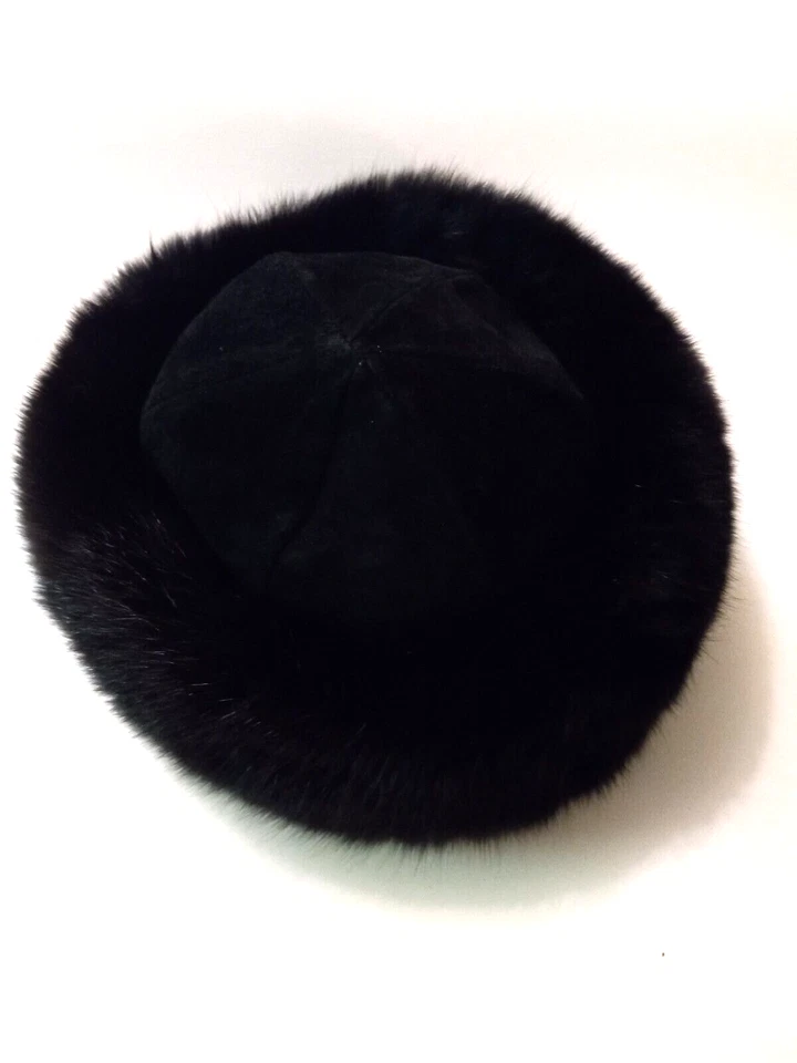 Подлинный черный лисий мех Rollar шляпа с замшевым верхом Neiman Marcus - отличном состоянии. - Изображение 4 из 4