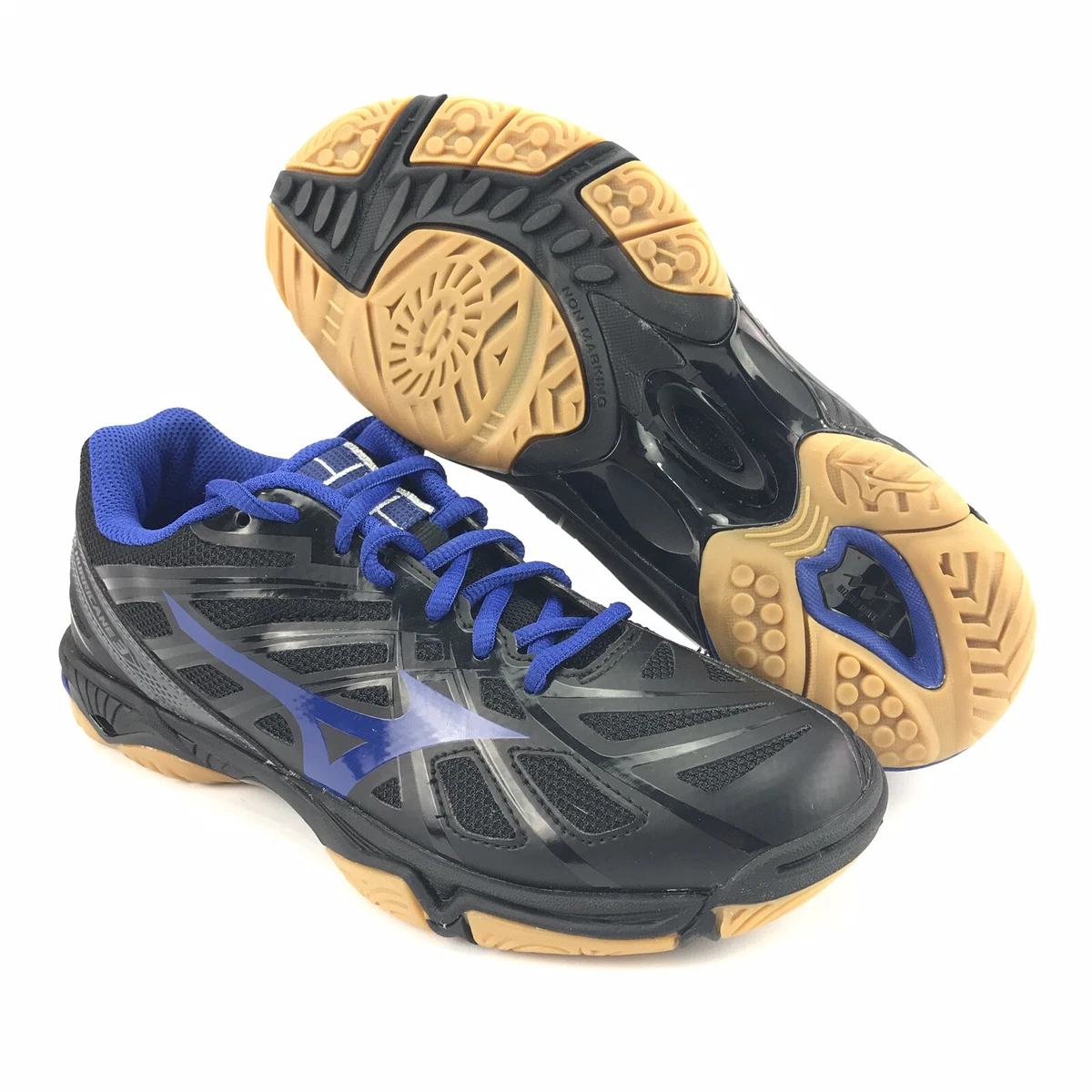 Chaussures de volleyball femme Mizuno Wave Hurricane 3 noir bleu royal taille 6