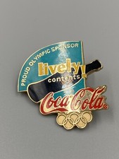 Vintage Coca Cola Proud Olympic Sponser Lively Contents Lapel Hat Pin