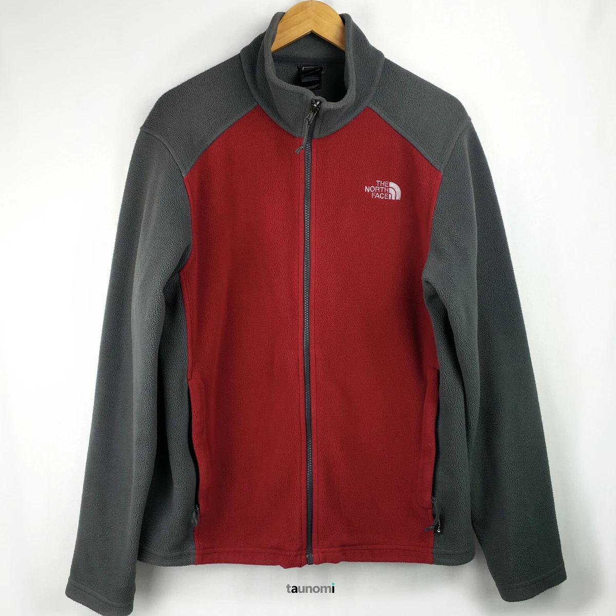 THE NORTH FACE Men s Full Zip Two Tone Red Gray Flash Dry Fleece Jacket M