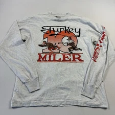 Screen Stars Best Vintage Mens L Gray Long Sleeve Turkey Miler Made USA T-Shirt