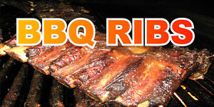 Bbq Ribs Food And Drink DECAL STICKER Retail Store Sign