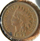 1892 Indian Head Cent in Almost Uncirculated Condition