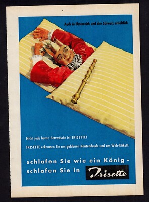 3w7379/ Vintage 1960 Advertising - IRISETTE Bedding - Sleep Like A King