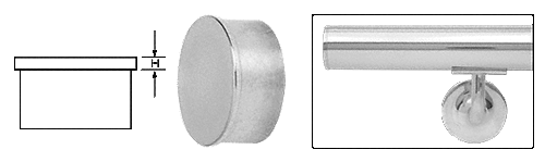 CRL HR15FPS Polished Stainless Flat End Cap for 1-1/2" Round Tubing - Picture 2 of 4