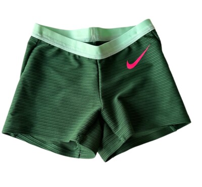 NIKE Dri Fit ADV Pro Elite Team Sprint Tights Shorts Womens Size XXS Green