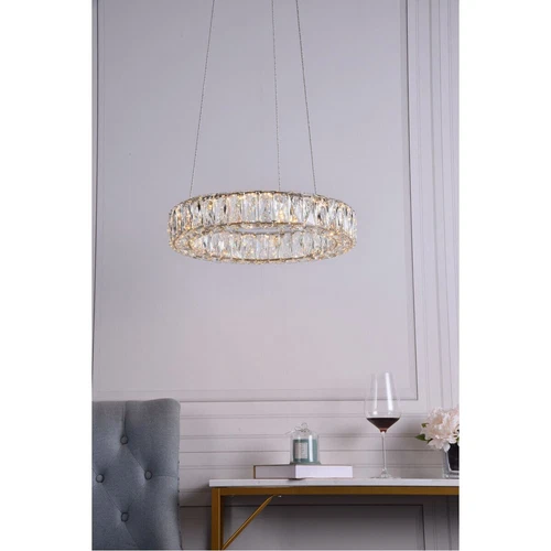 Light Fixture Crystal Chandelier LED Halo Ring Living Dining Room Kitchen Island - Picture 3 of 7