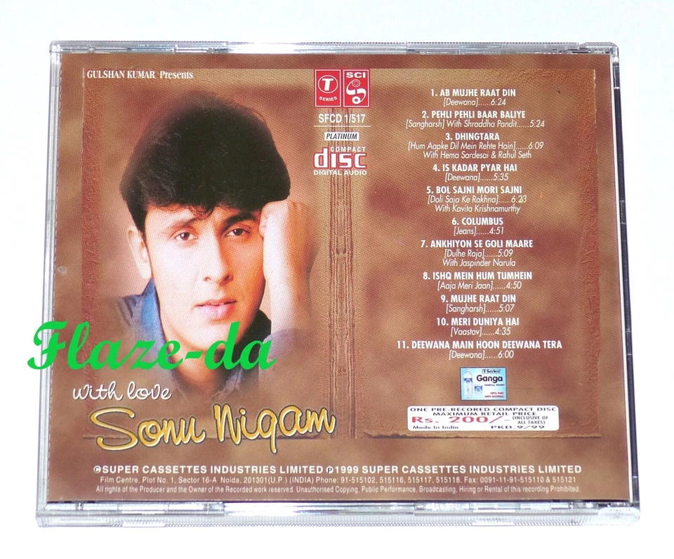 Super hits of Sonu Nigam ~ Bollywood CD ~ Hindi Indian Deewana Jeans With Love Foto 2 de 3