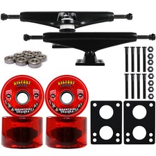 LONGBOARD Trucks/Wheels/Bearings BLACK 7.0 + BIGFOOT 76MM CRUISERS RED