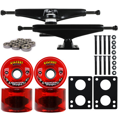LONGBOARD Trucks/Wheels/Bearings BLACK 6.0 + BIGFOOT 76MM CRUISERS RED