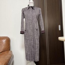 Issey Miyake Pleated Please Long Coat Brown Tweed Size 3 Used From JAPAN 2502SM