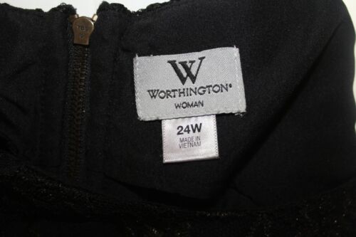Worthington Sz 24W Black Dress Lace w/Gold Tint Peplum Waist Pencil Skirt - Picture 5 of 6