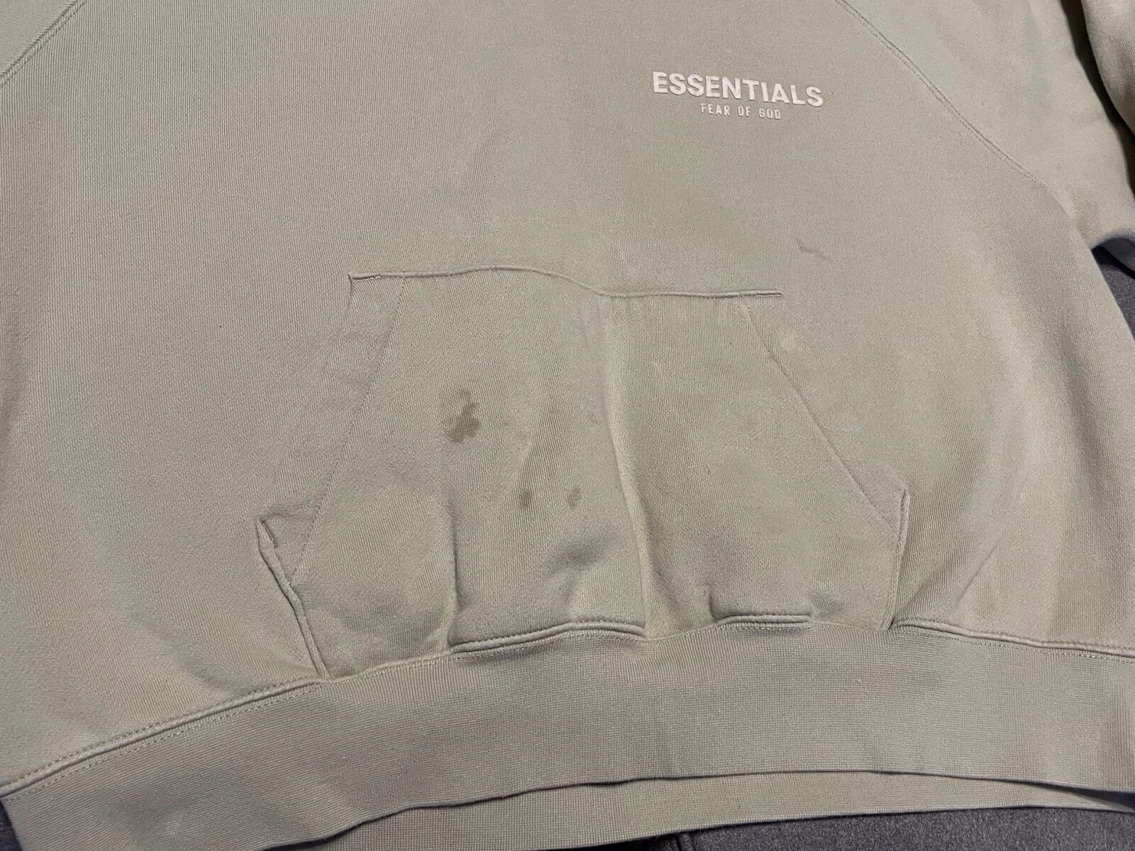 Felpa con cappuccio Fear Of God Essentials unisex vestibilità rilassata schiuma di mare verde chiaro taglia small