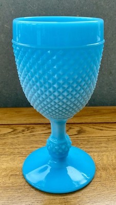 VINTAGE CASA PUPO HOBNAIL GLAS TÜRKIS BLAU MILCHGLAS KELCH WEINGLAS