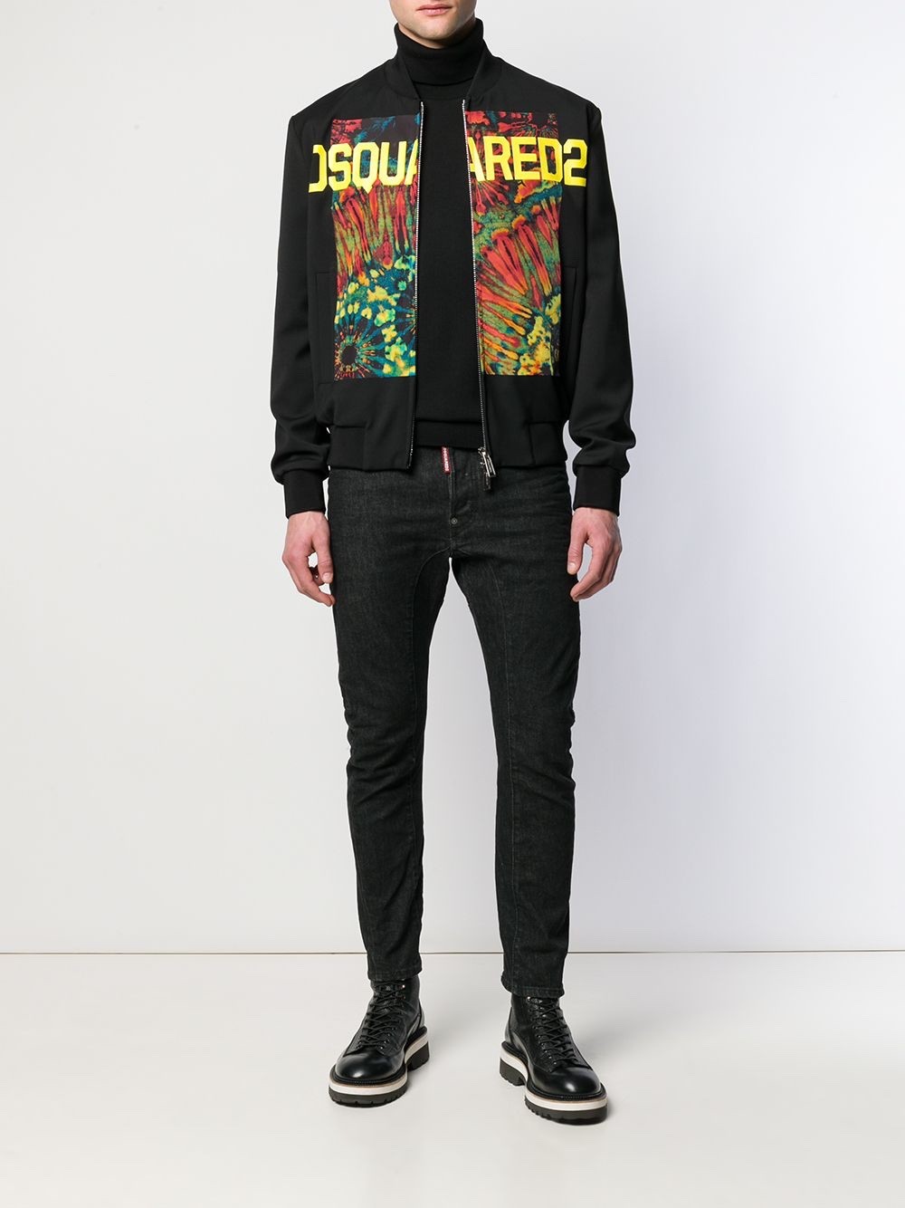 DSQUARED2 TIE DYE PRINT BOMBER JACKET BLACK SIZE IT 46 / M "NWT" image 3