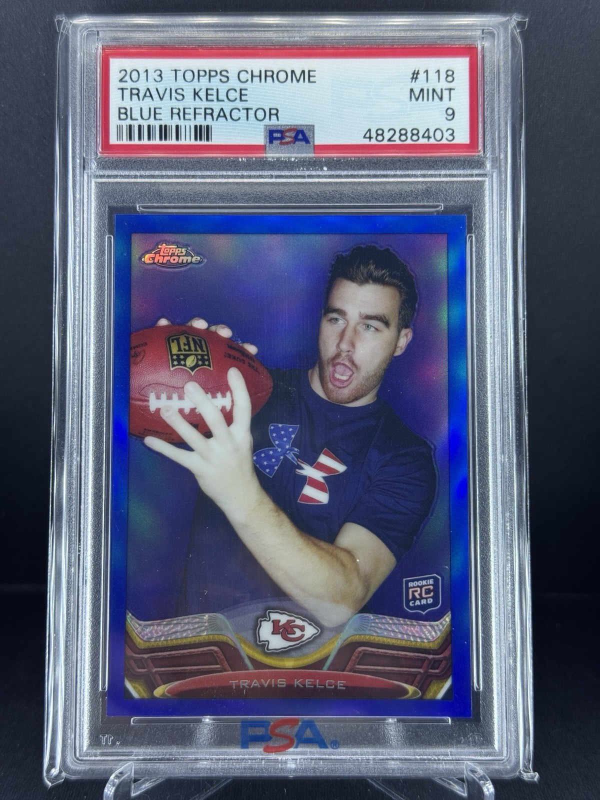 2013 Topps Chrome Blue Refractor /199 Travis Kelce #118 PSA 9