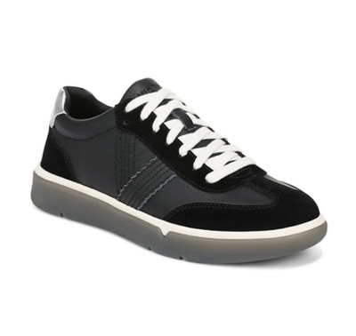 VIONIC Women's City Walk Sneaker, Black Leather (MEDIUM)