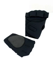 Perrini Black Fingerless Sport Gloves w/ Wrist Strap & Thumb Padding