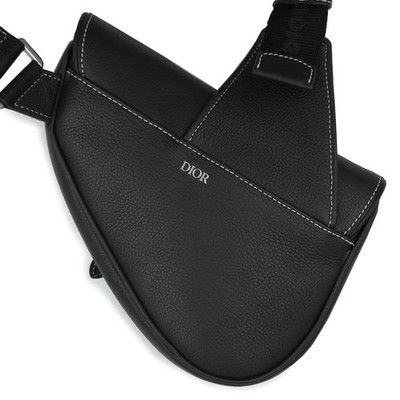 AUTH CHRISTIAN DIOR 1ADPO248YKK SADDLE MINI GRAINED CALFSKIN BLACK