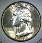 1946 P ** Washington Quarter ** Beautiful Color **Gem BU ** Album Toned