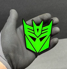 2x Decepticon Transformer Mask Car Fender Badge Acrylic Emblem Green / Black