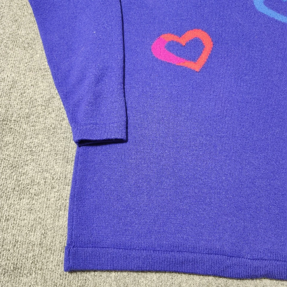 Suéter Vintage Mujer Grande Azul Lana Virgen Cuello Alto Cuadrado Largo Foto 3 de 4