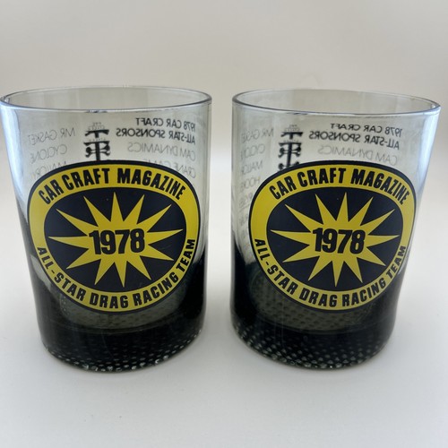 CAR CRAFT MAGAZINE, ALL-STAR DRAG RACING TEAM, 1978 SOUVENIR DRINKING GLASS SET.