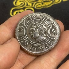 Genuine Large Ancient Roman Greek Solid Bronze Coin Intaglio In Good Condition