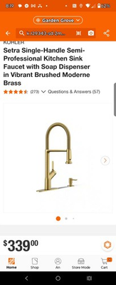 #ad Kohler Setra Single Handle Semi Professional Kitchen Sink Faucet Brass Finish $219.00