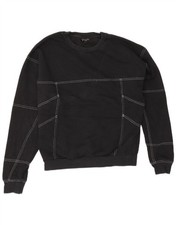 Topshop Womens Oversized Sweatshirt Jumper UK 8 Small Black Cotton AQ03