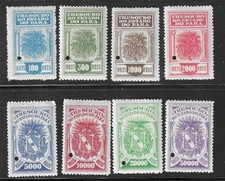 BRAZIL 1921, eight(8) PARA, tax or fiscal stamps, WATERLOW SPECIMEN, NH