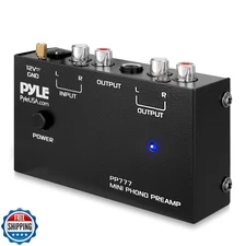 Pyle Mini Phono Turntable Preamp - Stereo Preamplifier with RCA Input/Output 
