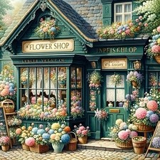 Diamond Painting Kits for Adults, Flower Shop 5D 13.78x13.78inch, KM632-1