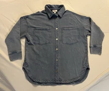 Moco Boutique Women's Go Everywhere Oversized Jacket Dark Denim Large NEW