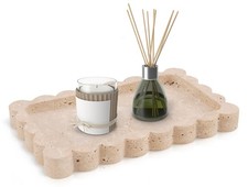 Marble Tray 10", Handmade Decorative Travertine Tray for Vanity, Perfume Orga...