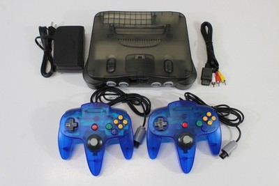 Nintendo 64 Clear Smoke Grey Console New Shell N64 Controller x2