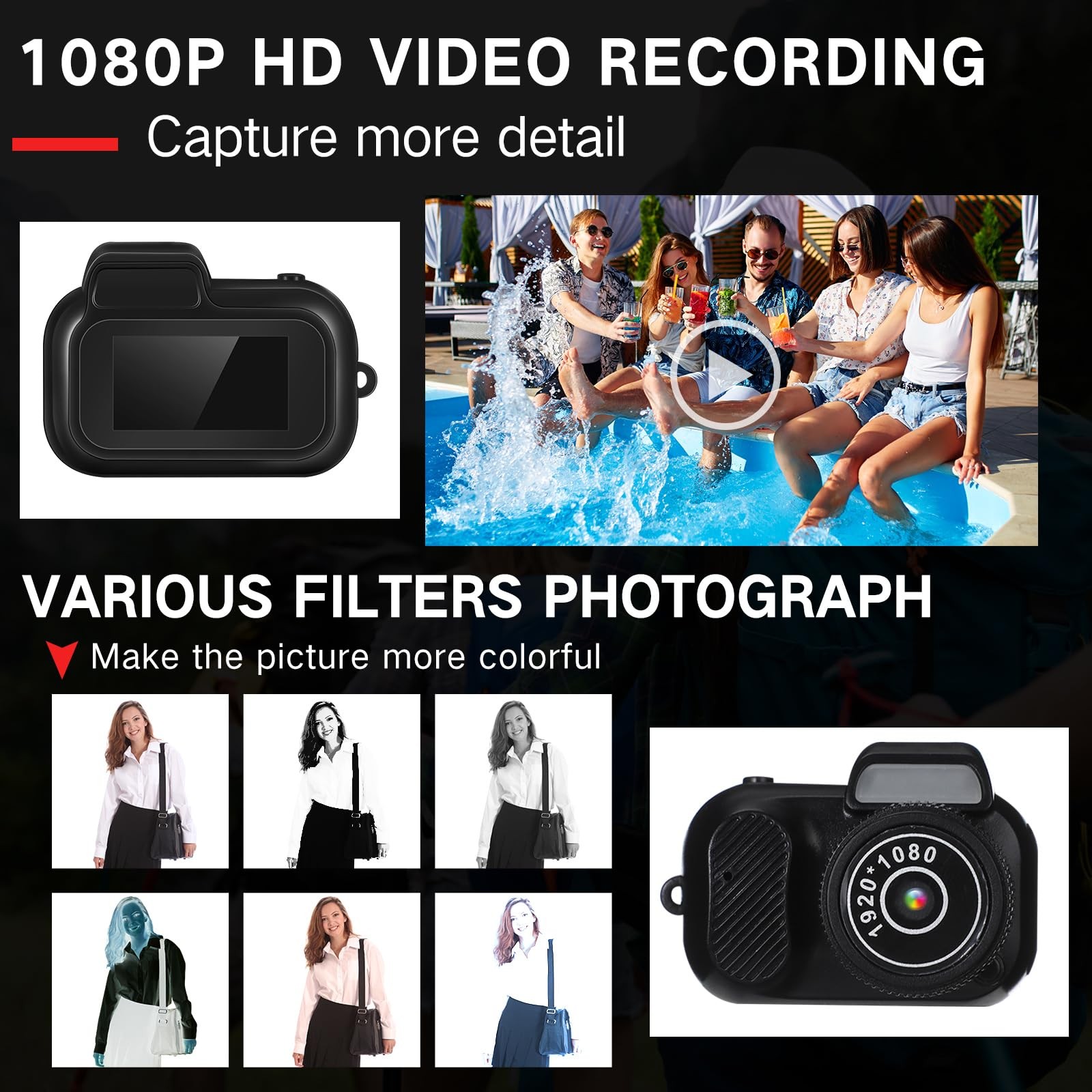 Relaxweex 16GB Mini Keychain Camera Easter Egg Hunt Stuffers with Pink Charm ...