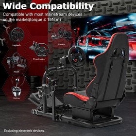 Zootopo Racing Sim Cockpit Stand with Red Seat Adjustable Fits For Logitech G29