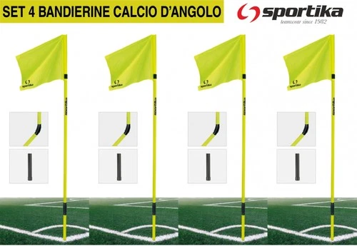 SET OF 4 SPORTIKA Corner Football Flags Jointed Complete with Drapes Compasses