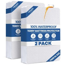 Twin XL Size Mattress Protector Waterproof 2 Pack, Premium 200 GSM Terry Matt...