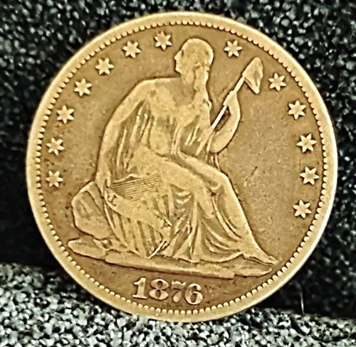 1876 CC Seated Liberty Half Dollar Fine+ In Grade 100% Original Carson City Mint