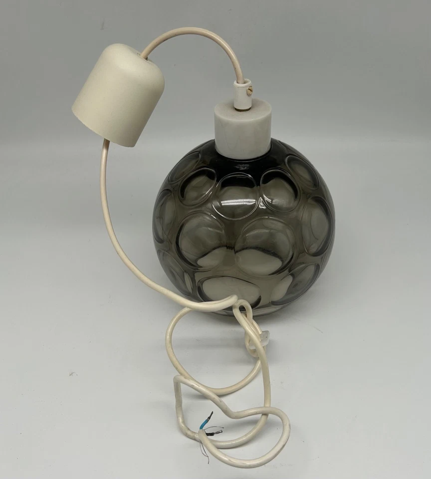 Lampe Suspendue En Verre Fumé Soufflé À La Main Années 1960 1970 Vintage - Photo 3/4