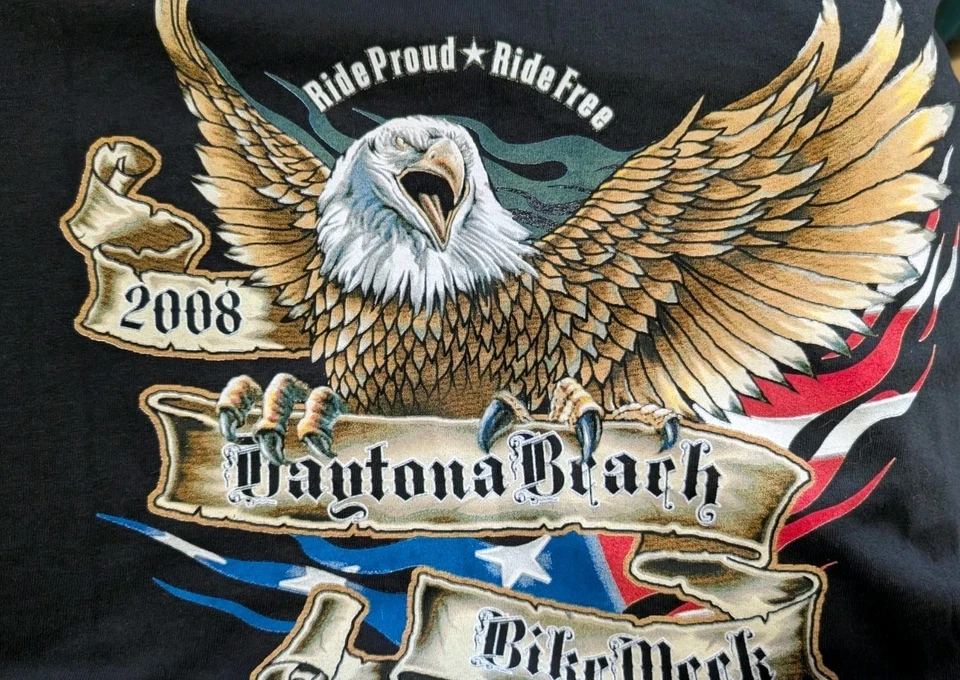 2008 Daytona Beach Florida Bike Week Shirt XXL Ride Proud Free NEW NWOT 2XL Mens - Image 3 of 3