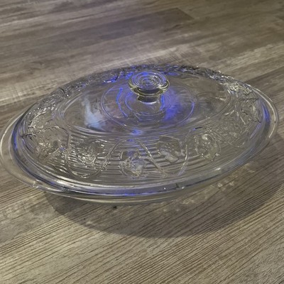 Vintage Glass Oval Casserole Dish with Lid | 2 Qt Baking Dish Retro Kitchen