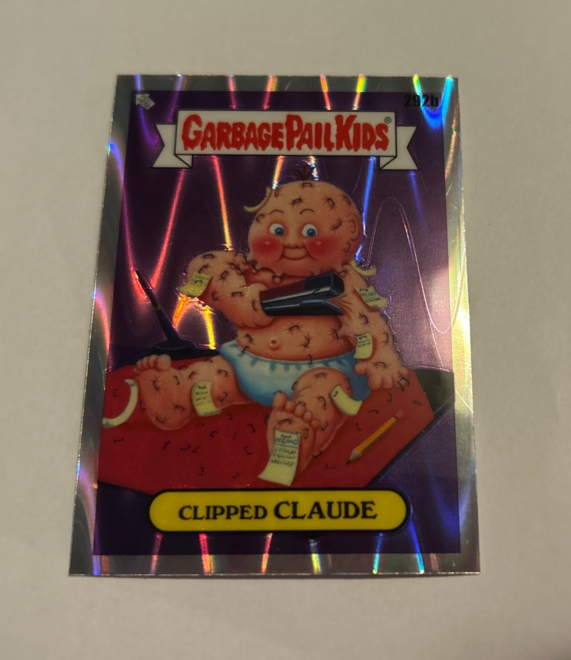Clipped Claude #292B Refractor PSA 10 Garbage Pail Kids card front