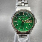Seiko Automatic Watch Women 25mm Green Dial Silver Tone Daydate 2206-0410 Runs